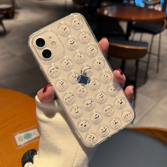 iPhone X 10 XS Case bubble smiley face cartoon clear transparent soft case phone - Picture 3 of 3